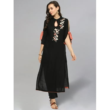 Idalia Black Embroidered Kurta