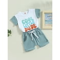 thumbnail image 3 of Bagilaanoe 2pcs Toddler Baby Boy Short Pants Set Short Sleeve Letter Print T Shirt Tops + Shorts 6M 12M 18M 24M 3T Kids Casual Summer Outfits, 3 of 8