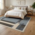 thumbnail image 3 of ODIKA 6'x9' Washable Area Rug Non-Slip, Chair-Friendly, Solid That Structured Panel Layout Featuring Motif Couch Navy for Dining Room, Under Table, Office Décor, 3 of 7