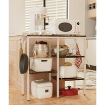 4-Tier Kitchen Microwave Oven Stand, Adjustable Coffee Bar Station for Small Appliance, Baker's Rack with 4 Hooks & 5 Storage Shelves, Utility Rack for Kitchen, Living Room, Office, White