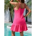 thumbnail image 5 of Women Bathing Suit Cover Up Beach Dress Spaghetti Strap Swimsuit Coverup Vacation Outfits Red XL, 5 of 6