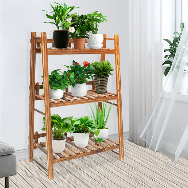 Augienb 3 Tier Wooden Flower Plant, 3 Tier Wooden Plant Stand Outdoor