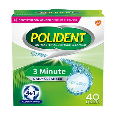 Polident 3 Minute Denture Cleanser Tablets - 40 Count, for Adults