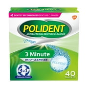 Polident 3 Minute Denture Cleanser Tablets - 40 Count, for Adults