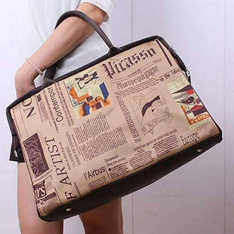 Womens Retro Bags Tote Purse Luggage Bag Travel Handbag Vintage Newspaper Design Waterproof Tote Bag Shoulder Bag Womens Retro Bags Tote Purse Luggage Bag Travel Handbag Vintage Newspaper Design Waterproof Tote Bag Shoulder Bag
