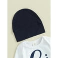 thumbnail image 6 of FEORJGP Infant Baby 3 Piece Clothes Outfits 3M 6M 9M 12M Newborn Boys Girls Long Sleeve Rompers Letter Print Jumpsuit and Elastic Pants Beanie Hat Set for Toddler Clothes, 6 of 9