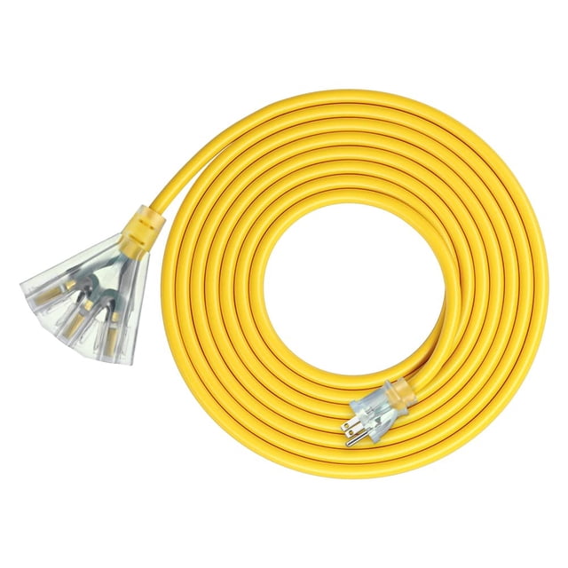 Cable de extensión DEWENWILS de 15 pies, calibre 12/3, triple grifo para exteriores, 15 A