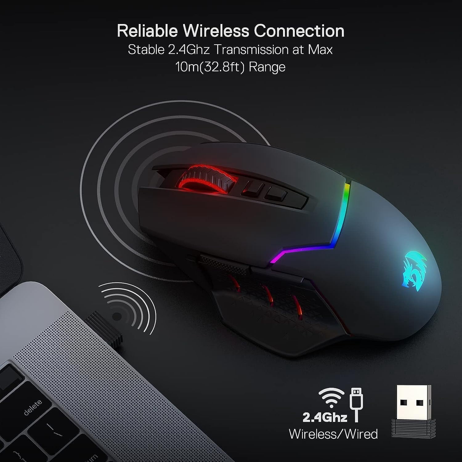 Ergonomic Wireless Rechargeable Mouse, Bluetooth+USB A+Type C(3 in 1) Connection, 5 Levels Up to 4800 DPI, 6 Silent Buttons, 2.4GHz Carpal Tunnel Vertical Mice, for Laptop, Desktop,MacBook-black