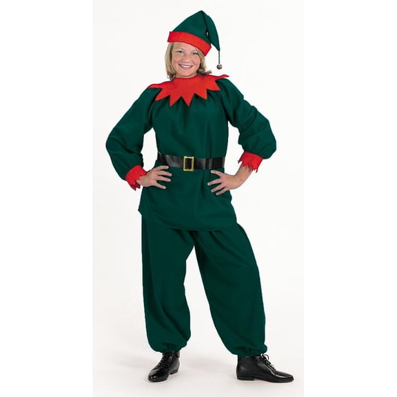 The Costume Center 4 Piece Green Velour with Red Felt Trim Christmas Elf – Adult Large