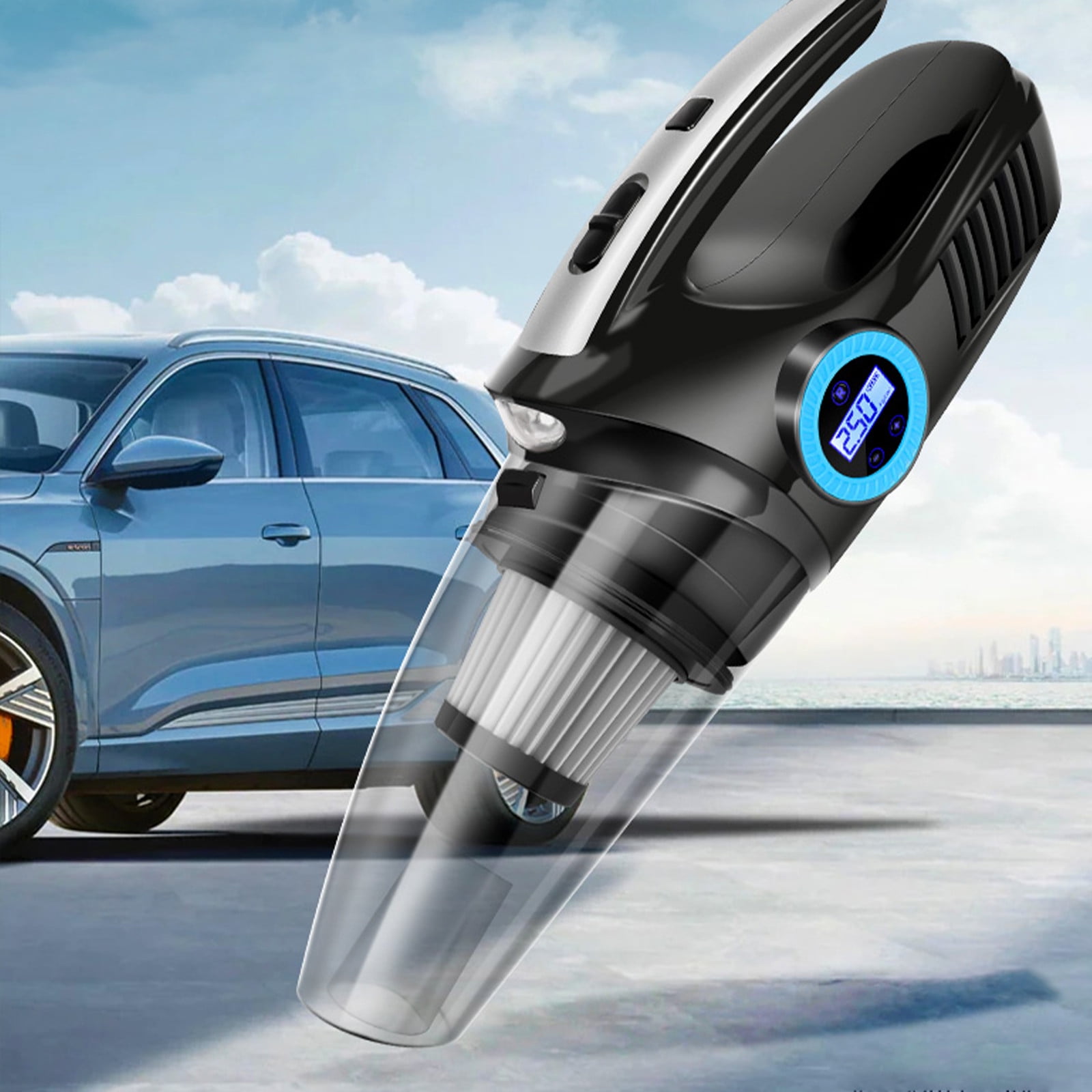 Gecau Car Vacuum Handheld Cleaner,Tire Inflator For Car,12V Auto Shut Off Well-Made um Cleaner With Pump Black 15.2x5.6 Inch Home Essentials