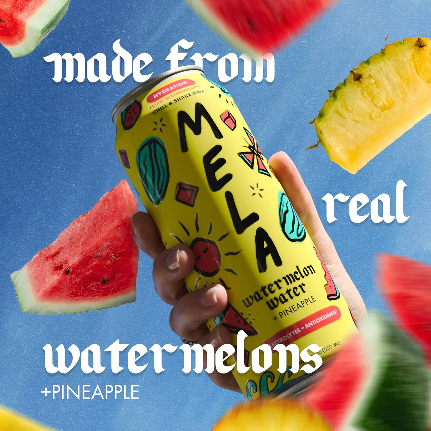 Mela Water Pineapple Sparkling Flavored Water, 12oz Cans, 6-Pack