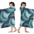 thumbnail image 4 of Blue Gold Wave Marble Pattern Hooded Bath Towel，60"x35" for Ages 3 To 12 Kids, Quick Dry Lightweight Soft Microfiber Hood Beach Towel Cover Up for Kids, 4 of 7