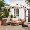 thumbnail image 4 of Costway 10 FT Offset Hanging Umbrella with Base Patio Cantilever Umbrella 360° Rotation Beige, 4 of 10