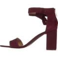 thumbnail image 3 of Womens Tommy Hilfiger Sunday Ankle-Strap Heeled Sandals, Dark Red Suede, 3 of 6