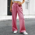 thumbnail image 2 of Womens Striped Gingham Pants Wide Leg High Waisted Lounge Plaid Pajama Pants Cute Casual Trousers with Pockets Wine L, 2 of 7