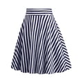 thumbnail image 3 of LWavelet Women's Striped Flared Midi Skirt, High Waist, Retro 4th of July & Vacation A-Line Skirt Navy XL, 3 of 6