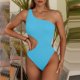 thumbnail image 5 of WILLBEST Trajes de Baño Mujer Natacion Mujer Color Sólido Volante Sexy Un Hombro Cintura Recorte Bikini Traje de Baño, 5 of 5