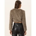 thumbnail image 3 of Abrigo de piel sintética Allegra K chaqueta corta sin cuello para mujer Caqui Oscuro S, 3 of 6