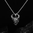 thumbnail image 3 of MayiaHey Demon Skull Head Pendant, Gothic Skull Horns Necklace for Men, Demon Horns Necklace Punk Skull Mask Charm Jewelry, Skull Mask Pendant Necklace Devil Skull Head Necklace, 3 of 6