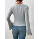 thumbnail image 4 of Tops Cortos de Acampanada para Mujer, Elegantes, Informales, con Cuello Redondo y Ribete de Lechuga, Acanalados y Ajustados Gris L, 4 of 9