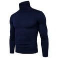 thumbnail image 3 of Suéter de cuello alto ajustado de color sólido para hombre, suéter de gran tamaño, camisa básica de cuello alto informal de moda, 3 of 5