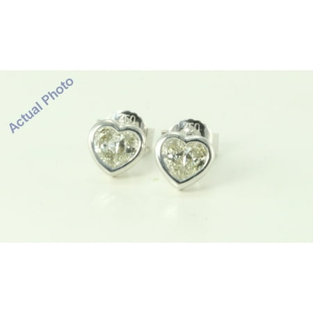 18k White Gold Pear Cut Invisible setting Diamond Heart Earrings (0.46 Ct, H Color, vs2 Clarity)