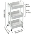 thumbnail image 2 of ERSAN-3-Tier Plastic Rolling Utility Cart with Handle, Multi-Functional Storage Trolley for Office, Living Room, Kitchen, Movable Storage Organizer with Wheels, White, 2 of 4