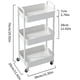 thumbnail image 4 of Sywhitta Carro utilitario con ruedas de plástico de 3 niveles con asa, carro de almacenamiento multifuncional para oficina, sala de estar, cocina, organizador de almacenamiento móvil con ruedas, blanc, 4 of 4