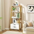 thumbnail image 4 of Gymax 4-tier Bookshelf w/ 2 Storage Drawers Sturdy Metal Frame Anti-toppling Devices White, 4 of 10