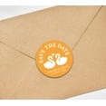 thumbnail image 3 of Darling Souvenir Round 45 Pcs Loving Swans Save The Date Stickers Personalized Bride Groom Names And Date Envelope Seals- Pale Orange, 3 of 4
