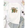 thumbnail image 3 of Medium Stretch Crew Neck Knit Cotton Blend Yabba-Dabba-Doo! The Flintstones Cartoon Graphic Women's Fashion Casual Sport T-Shirt | All-Season Tops, 3 of 7