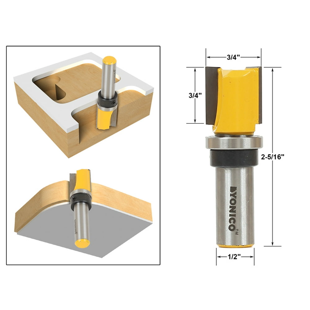 Pattern Trim Template Trim Router Bit 3/4" X 3/4" 1/2" Shank