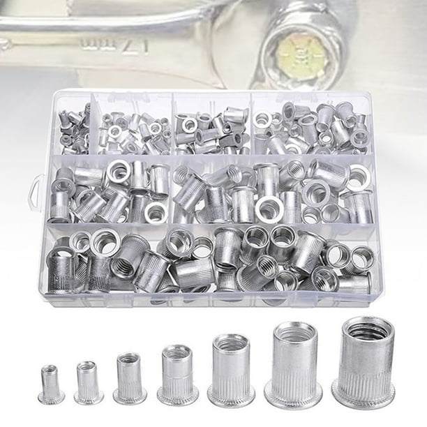 SPRING PARK 175Pcs Metric Rivet Nut Kit Aluminum Flat Head Threaded