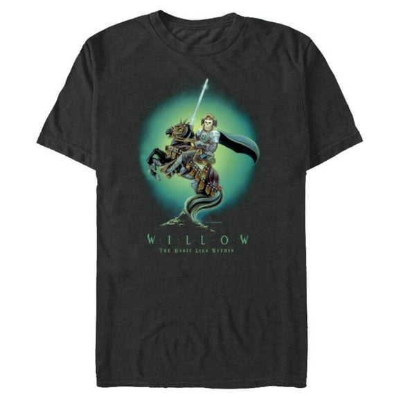 Lucasfilm Willow Movie General Kael on Horse Illustrated - Short Sleeve Blended T-Shirt for Adults - Customized-Dark Heather