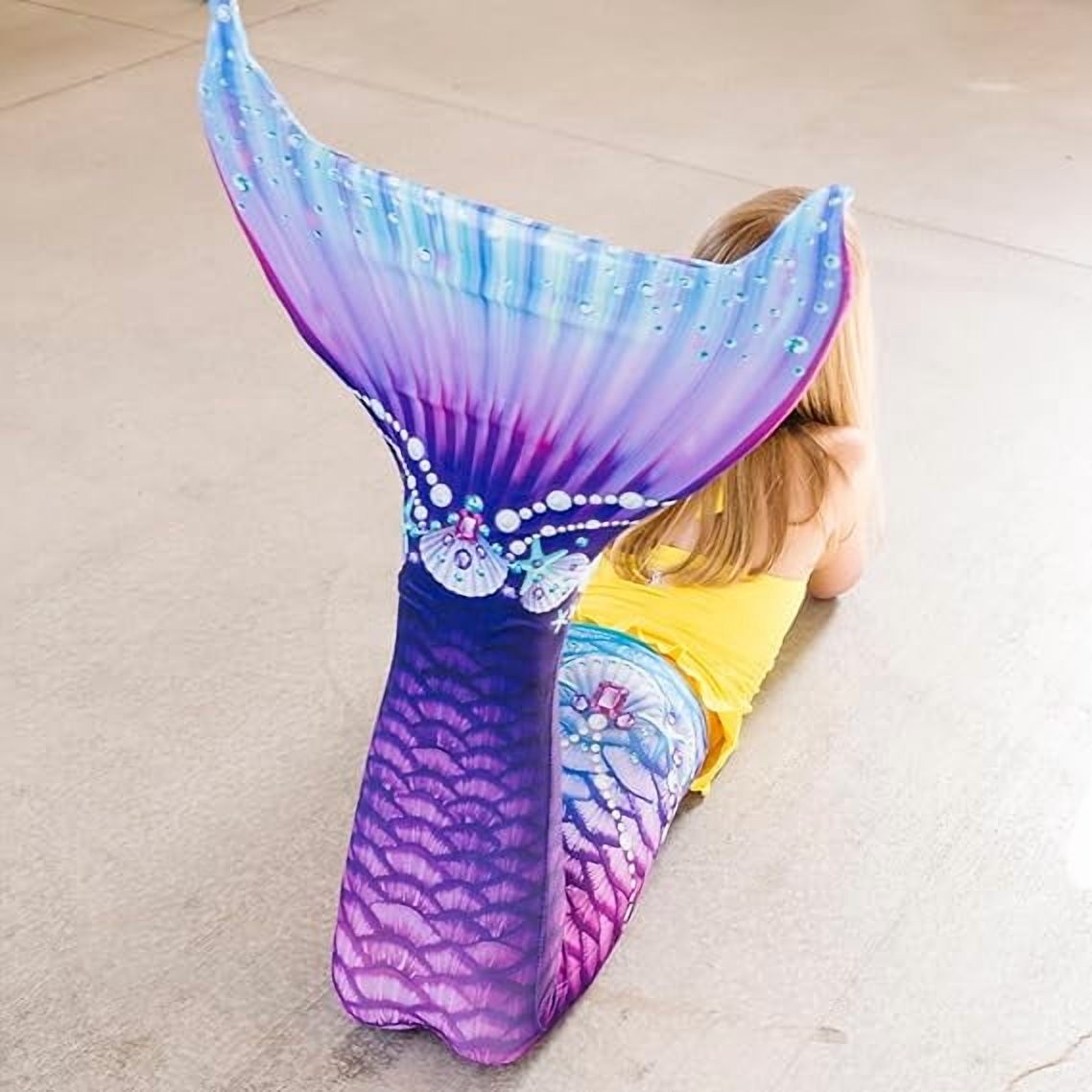 Fin Fun Fantasy Mermaid Tail for Girls and Boys, Monofin for Swimming Included, fits Youth Large to XLarge - Purple - New Edition