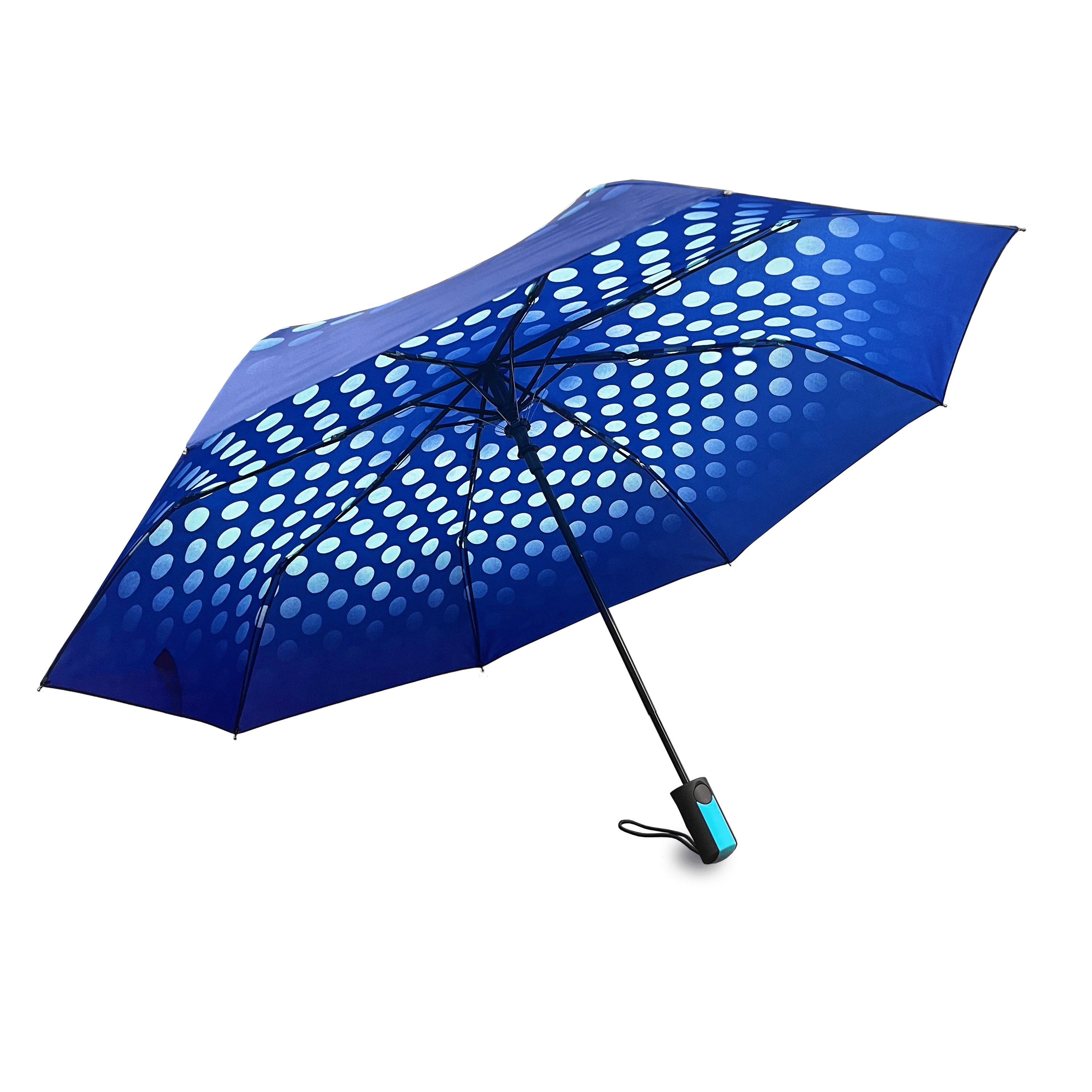 Weather Station Oversize Deluxe Automatic Rain Umbrella Blue Dots