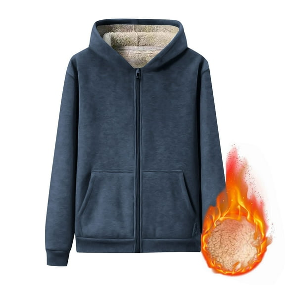 Boys Girls Winter Warm Sherpa Lined Zip Up Sweatshirt,Toddler Boys Coats & Jackets Autumn Winter Solid Hooded Thick Warm Boys Outdoor Jackets & Outerwear Holiday Wear