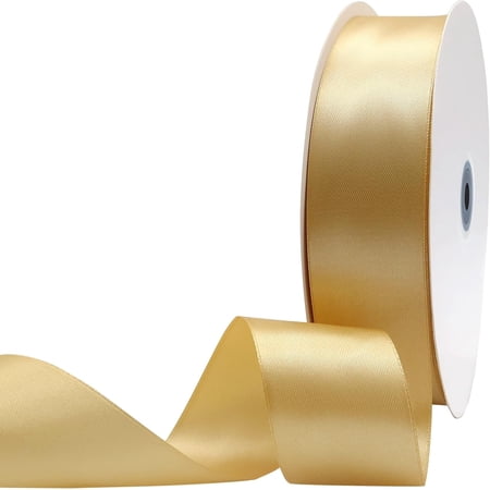 1-1/2 inch Wide 100 Yards Double Face Gold Satin Ribbon Gold Fabric Ribbon for Gift Wrapping Very Suitable for Weddings Decoration Bouquet Balloons Arts Craft Sewing Hair Bow Invitation