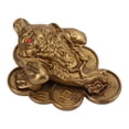 thumbnail image 3 of Riousery Auspicious Brass Money Frog Figurine - Lucky Three-Legged Toad Statue for Wealth and Prosperity, Office Desktop & Living Room Decoration, 2.6 inches / 6.5 cm Length, Perfect Gift for Success, 3 of 9