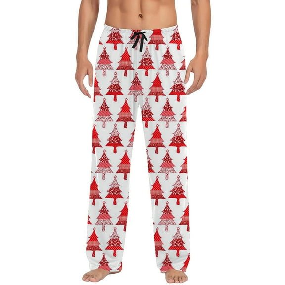 ANINEO Mens Christmas Casual Pants Pajama Pants With Drawstring And Pockets Christmas Pants Solid Color Stylish Male Slacks