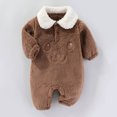thumbnail image 6 of FAOWME Big Kids Girls Boys Romper Fuzzy Long Sleeve Turndown Collar Cartoon Prints Comfortable Warm Bodysuits Jumpsuits For Daily Wear Coffee 6-9 Months, 6 of 6