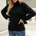 thumbnail image 4 of Gibobby Suéter para mujer, Suéteres de otoño para mujer 2023 de gran tamaño, cuello alto grueso, suéter de punto grueso(Negro,CH), 4 of 5