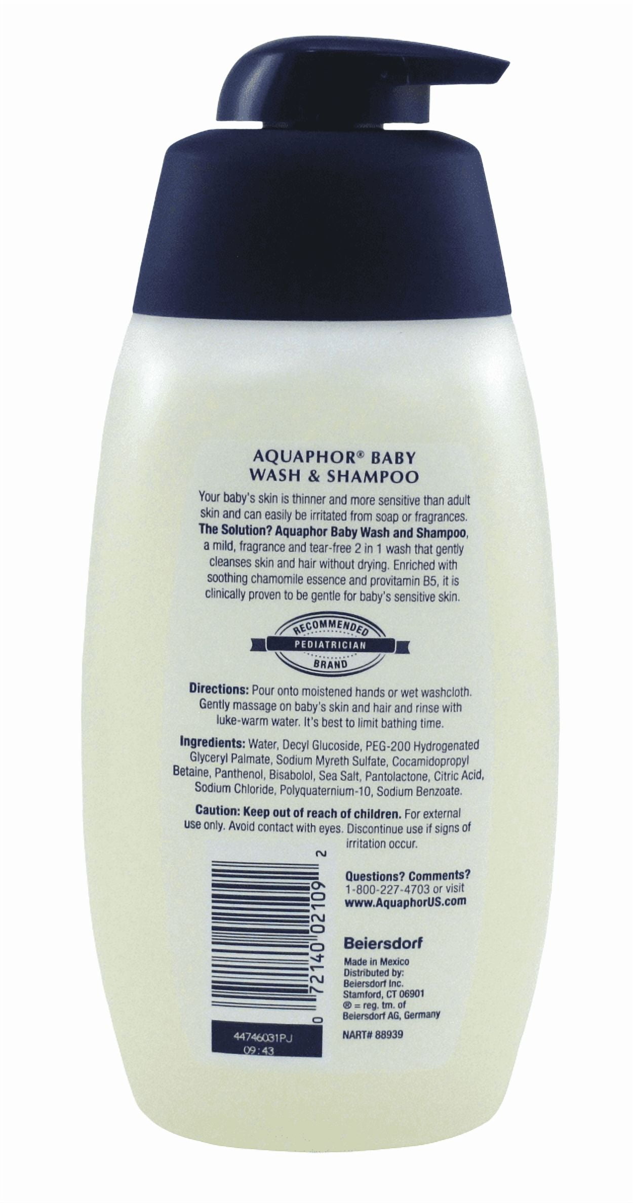 Aquaphor Baby Cleansing Wash & Shampoo 16oz Pump (Pack of 3)