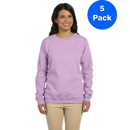 Womens 8 oz. Heavy Blend 50/50 Fleece Crew 5 Pack