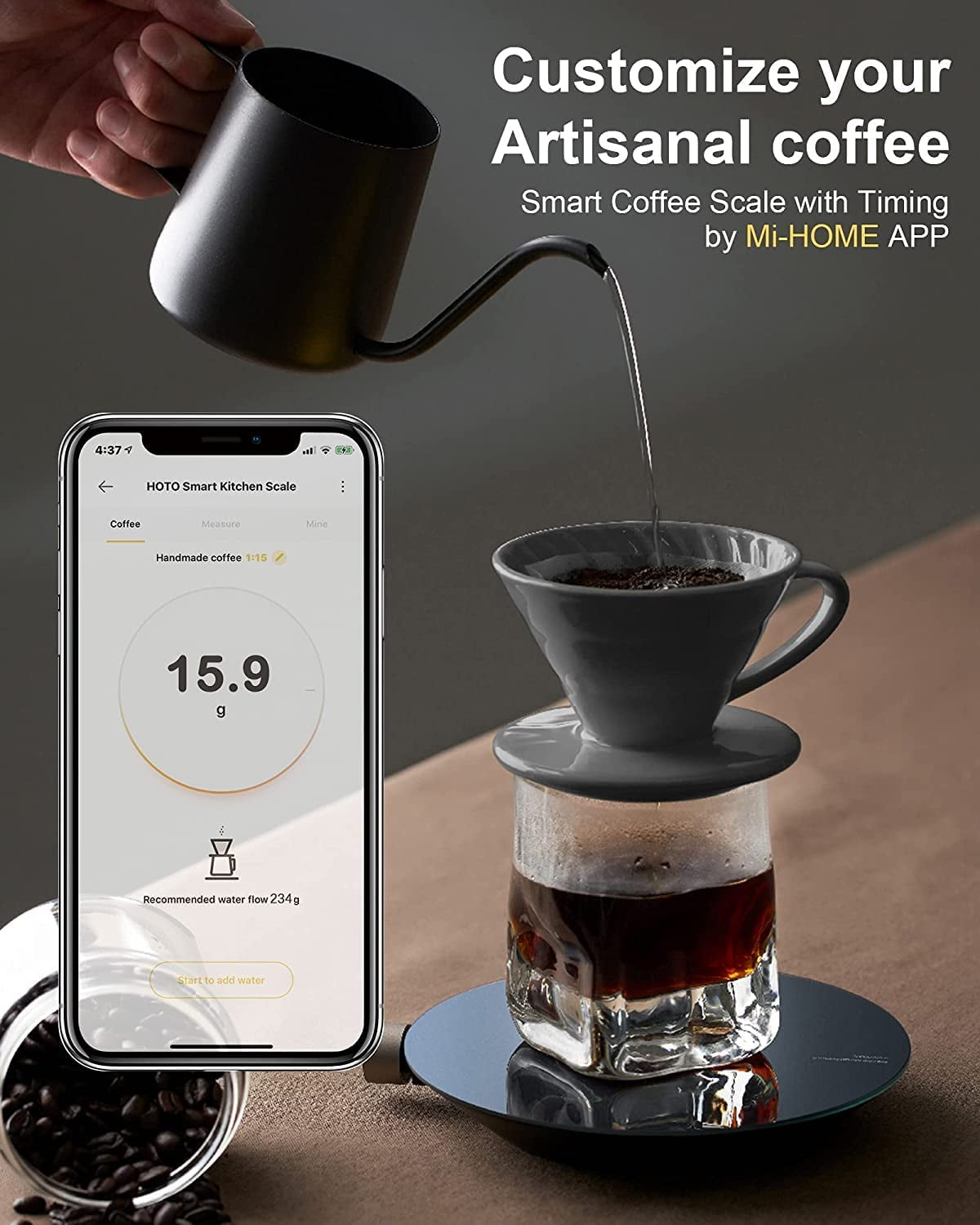 HOTO Smart Digital Food Scale, 0.1g Precision Kitchen Scale, Coffee Scale with 4 Measurement Units