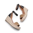 thumbnail image 3 of Sandalias de cuña tipo espadrille para mujer DREAM PAIRS negro/marrón, 3 of 8