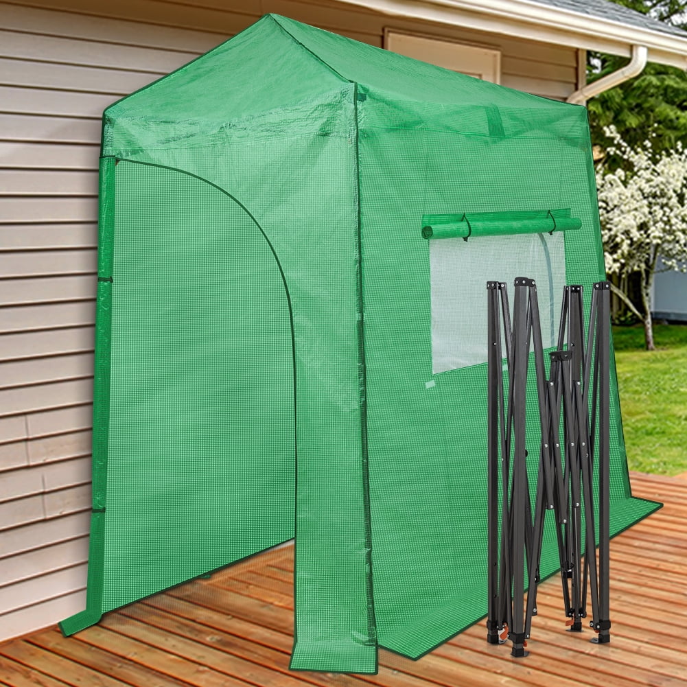 Front Roll-Up Zipper Entry Doors and Roll-Up Side Windows EAGLE PEAK 6'x4' Portable Walk-in Greenhouse Instant Pop-up Fast Setup Indoor Outdoor Plant Gardening Green House Canopy Green 