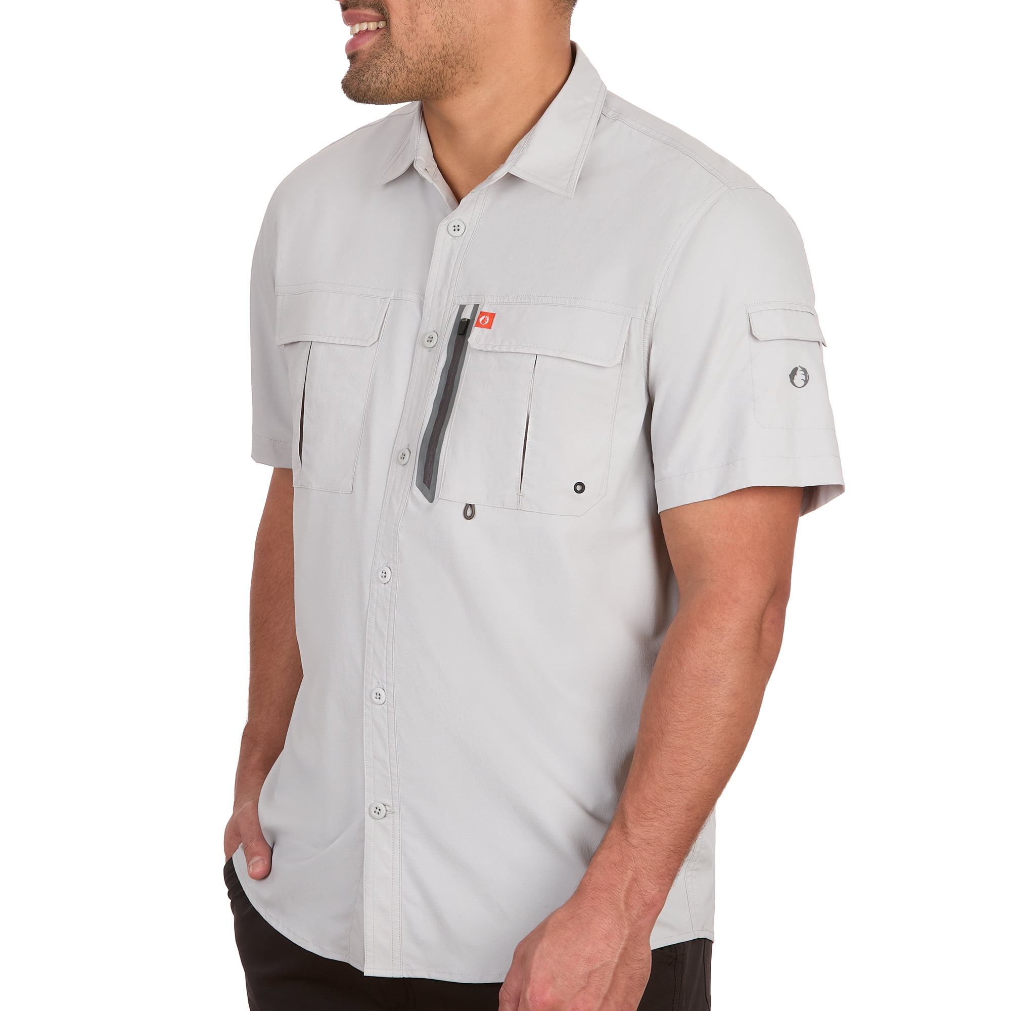 The American Outdoorsman Blackfoot River Fishing Shirt, Short Sleeve - Quick Dry, UPF 30 UV Protection, Modern Fit, Breathable Eyelets and Waterproof Chest Zip Multiple Pocket (High Rise, XL)