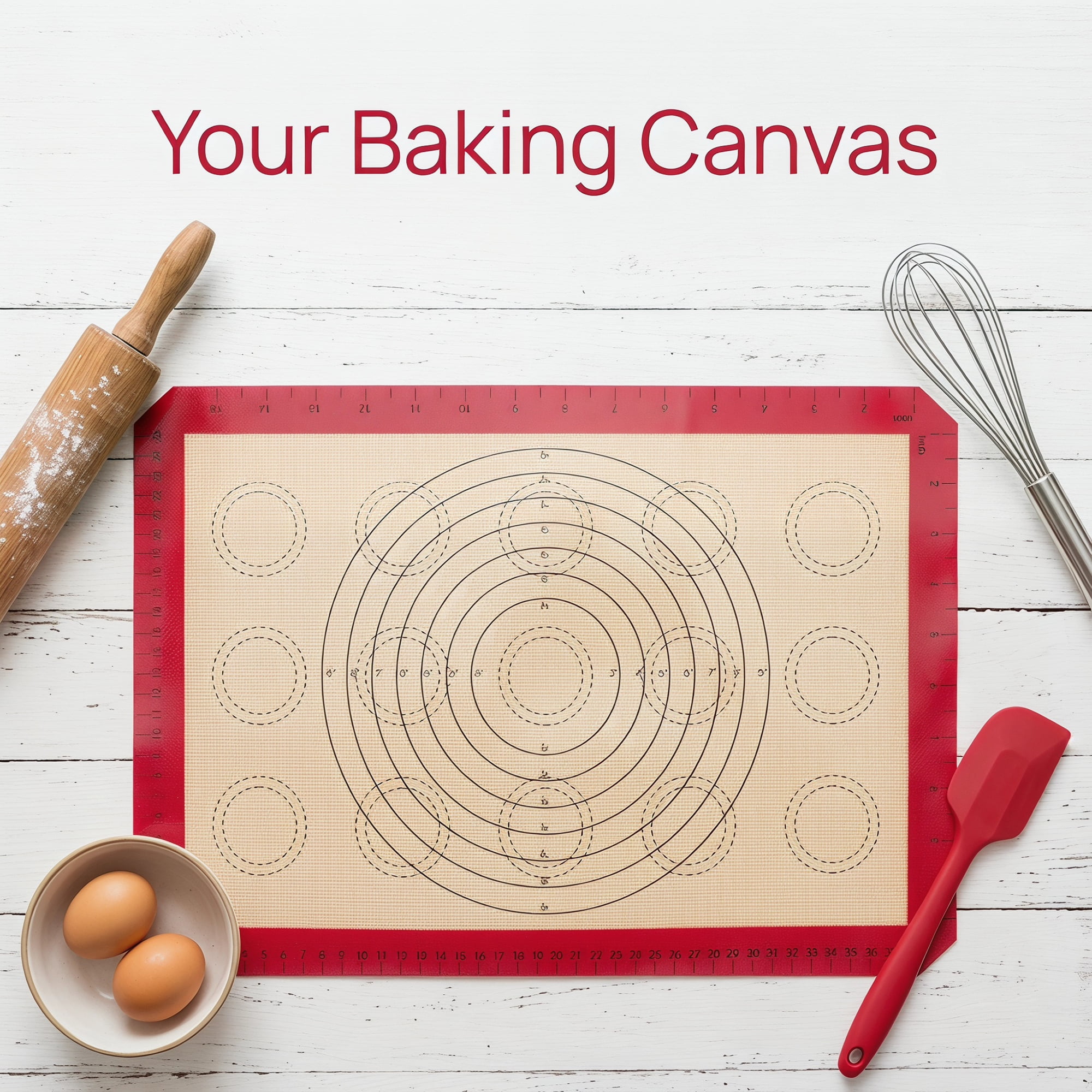 Unique Bargains Silicone Non Stick Macarons Baking Mat with Circles Red 16.5"x11.6"