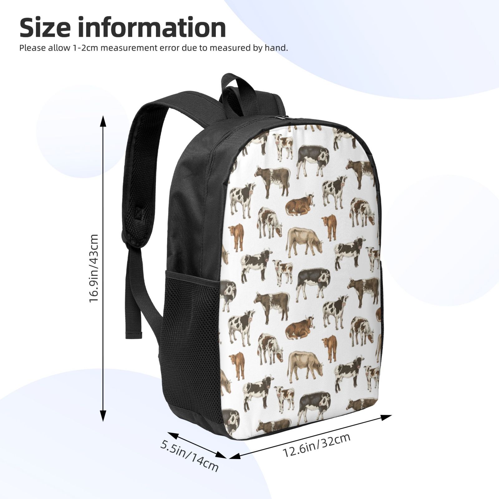 Xecao Cow print Travel Backpack, Large Computer Backpack for Men Women, College School Rucksack Book Bag